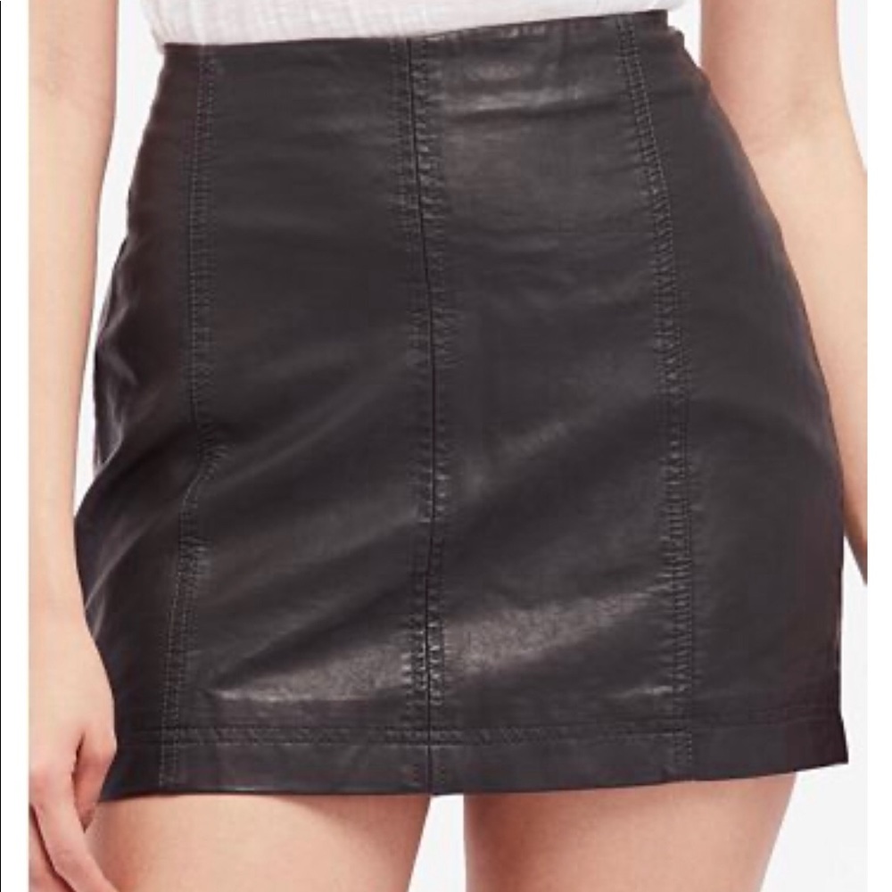 Black leather mini skirt